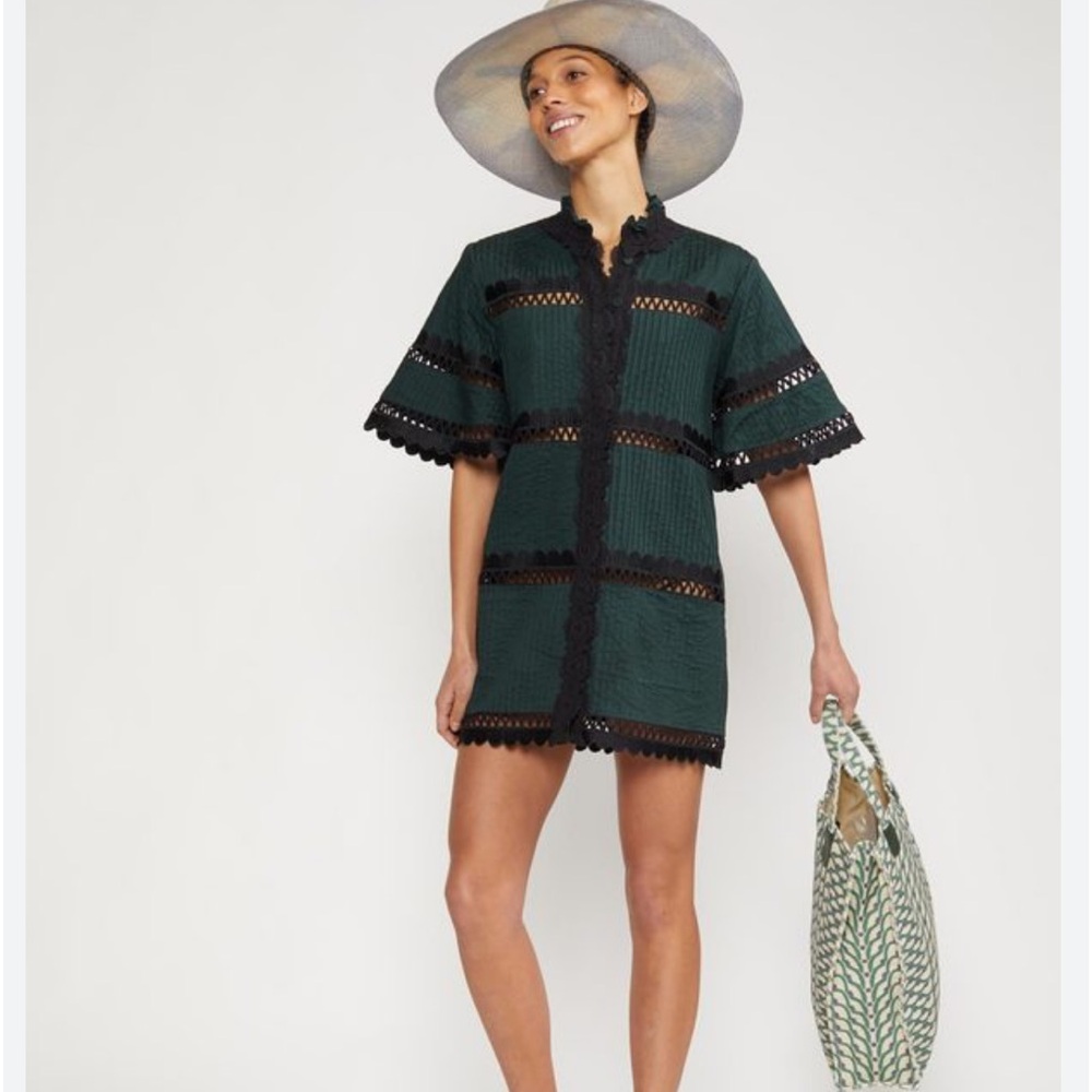 Cynthia Rowley Cabaña Scalloped Shirt Dress, XS
